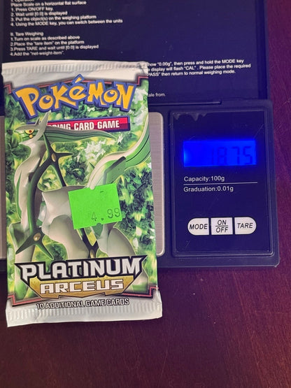 Pokémon TCG Platinum Arceus Factory Sealed Booster Pack Rare Weighed 18.75