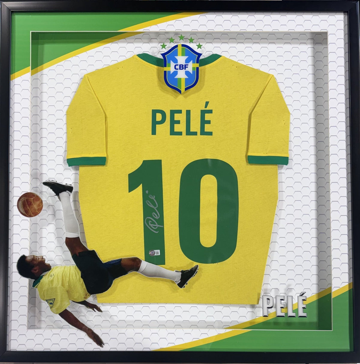 Pele Signed CBD Brazil Jersey Soccer Jersey Framed LED Shadowbox Auto BAS COA