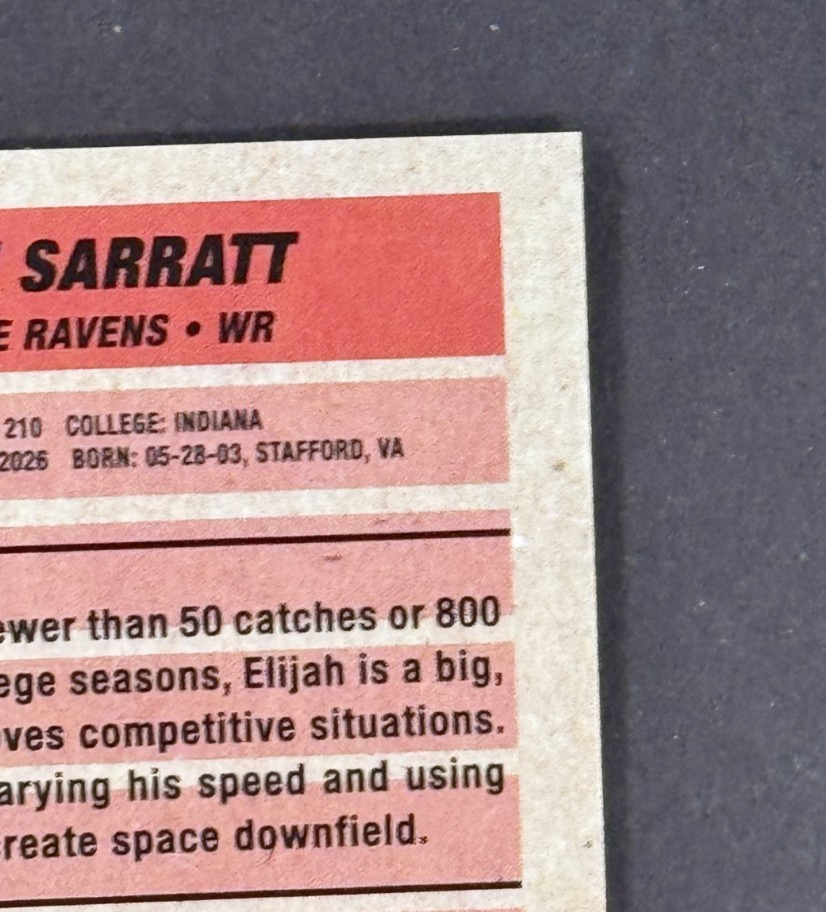 2026 Topps Flagship Elijah Sarratt 1991 35th Anniversary Mojo Ravens Rookie Auto