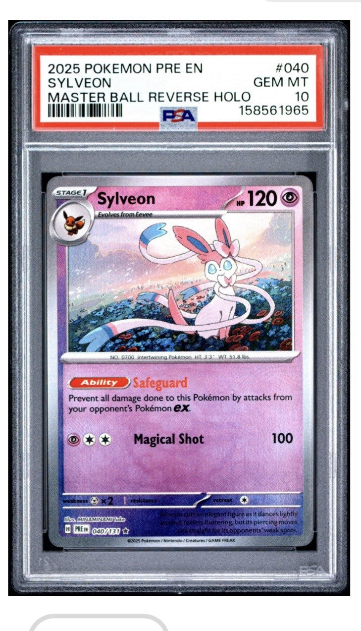 Pokémon Pre EN Sylveon Master Ball Pattern Reverse Holo #40/131 PSA 10 Gem Mint