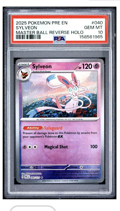 Pokémon Pre EN Sylveon Master Ball Pattern Reverse Holo #40/131 PSA 10 Gem Mint