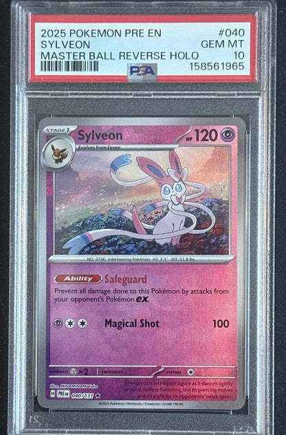 Pokémon Pre EN Sylveon Master Ball Pattern Reverse Holo #40/131 PSA 10 Gem Mint