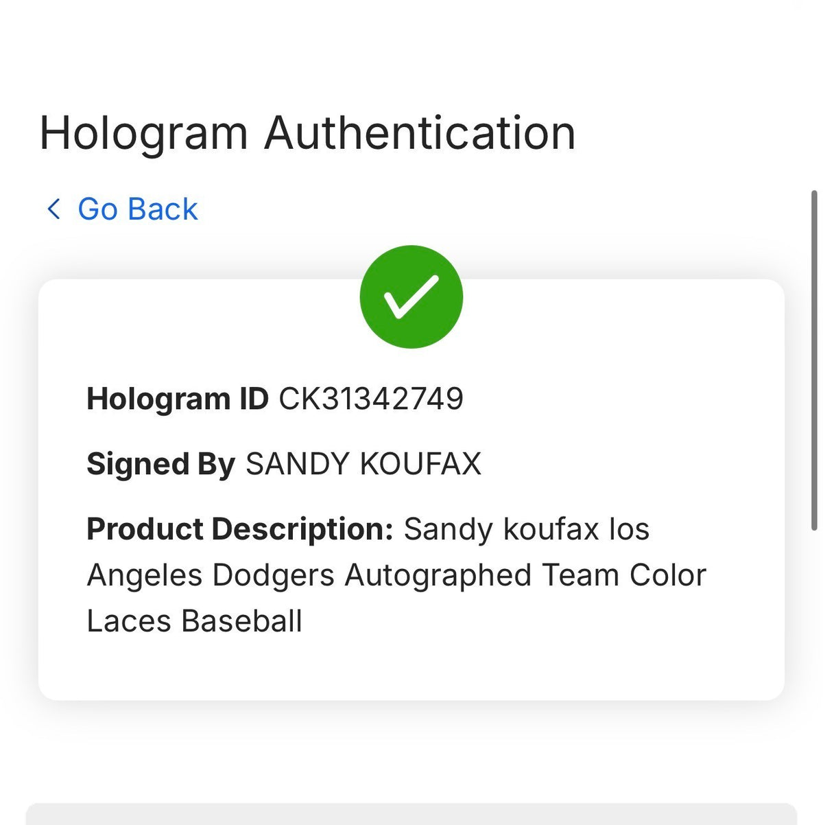 Sandy Koufax Signed LA Dodgers Logo Ball Auto Fanatics MLB Holo COA HOF