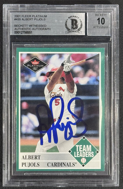2001 Fleer Platinum Albert Pujols #435 Signed Bas 10 Mint Auto HOF Beckett