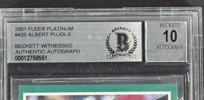 2001 Fleer Platinum Albert Pujols #435 Signed Bas 10 Mint Auto HOF Beckett