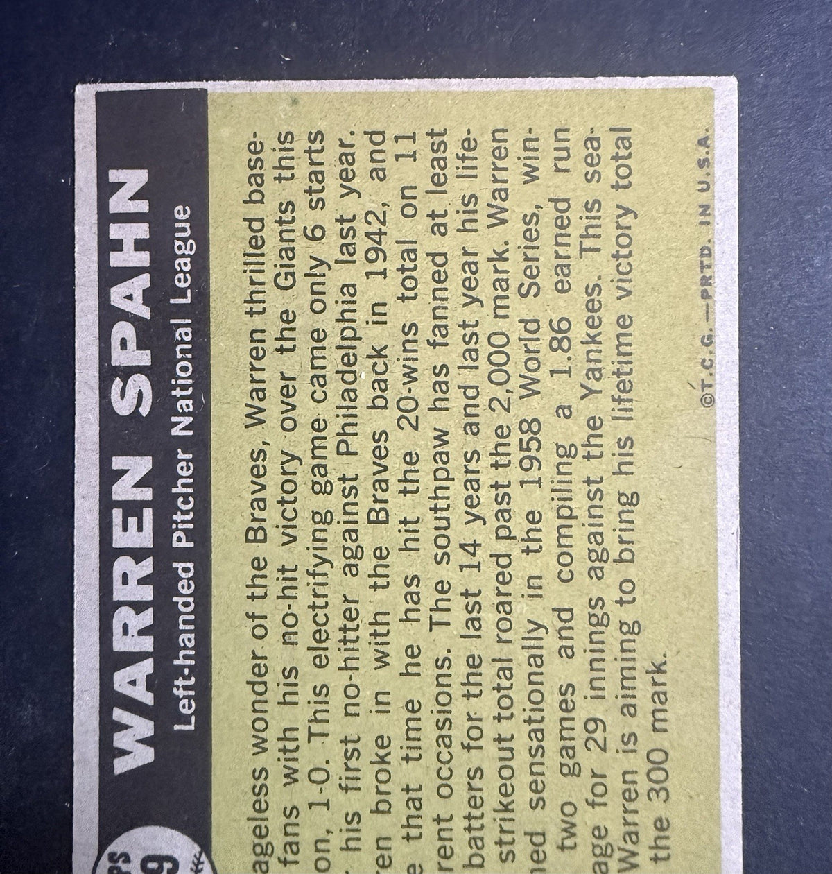 Topps 1961 Topps #589 Warren Spahn High # All-Star Milwaukee Braves Card HOF