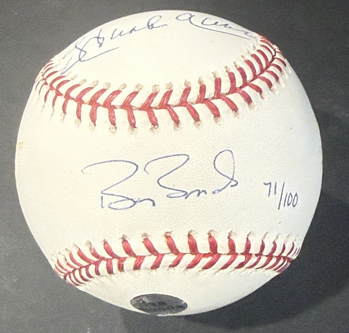 Hank Aaron & Barry Bonds Signed Official Stat HR Baseball /100 MLB Steiner Holo
