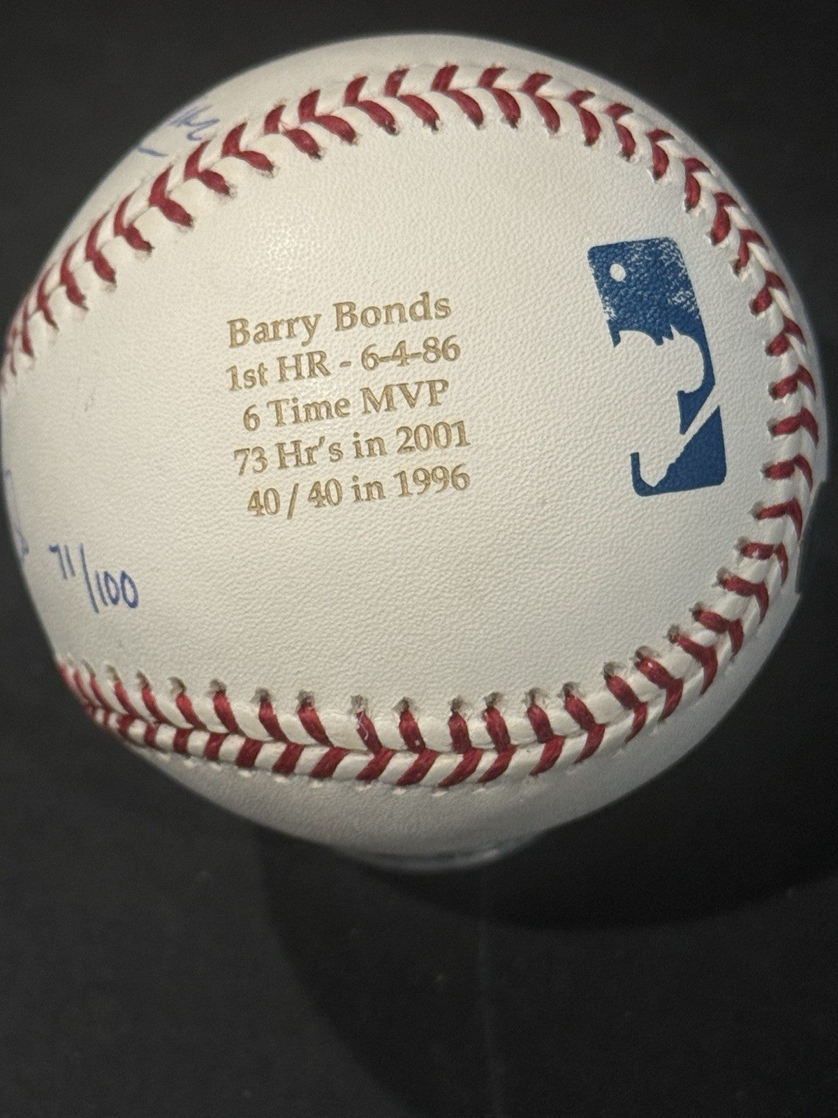 Hank Aaron & Barry Bonds Signed Official Stat HR Baseball /100 MLB Steiner Holo
