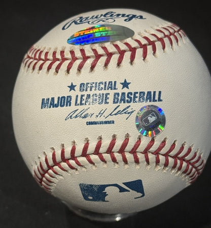Hank Aaron & Barry Bonds Signed Official Stat HR Baseball /100 MLB Steiner Holo