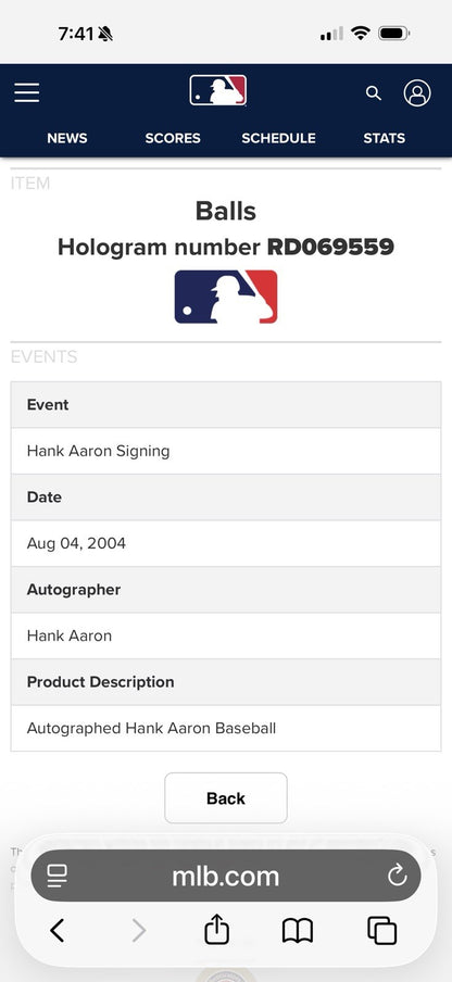 Hank Aaron & Barry Bonds Signed Official Stat HR Baseball /100 MLB Steiner Holo