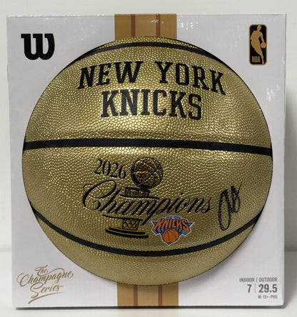 OG Anunoby Knicks Signed Wilson 2026 NBA Champions Gold Basketball Auto Fanatics