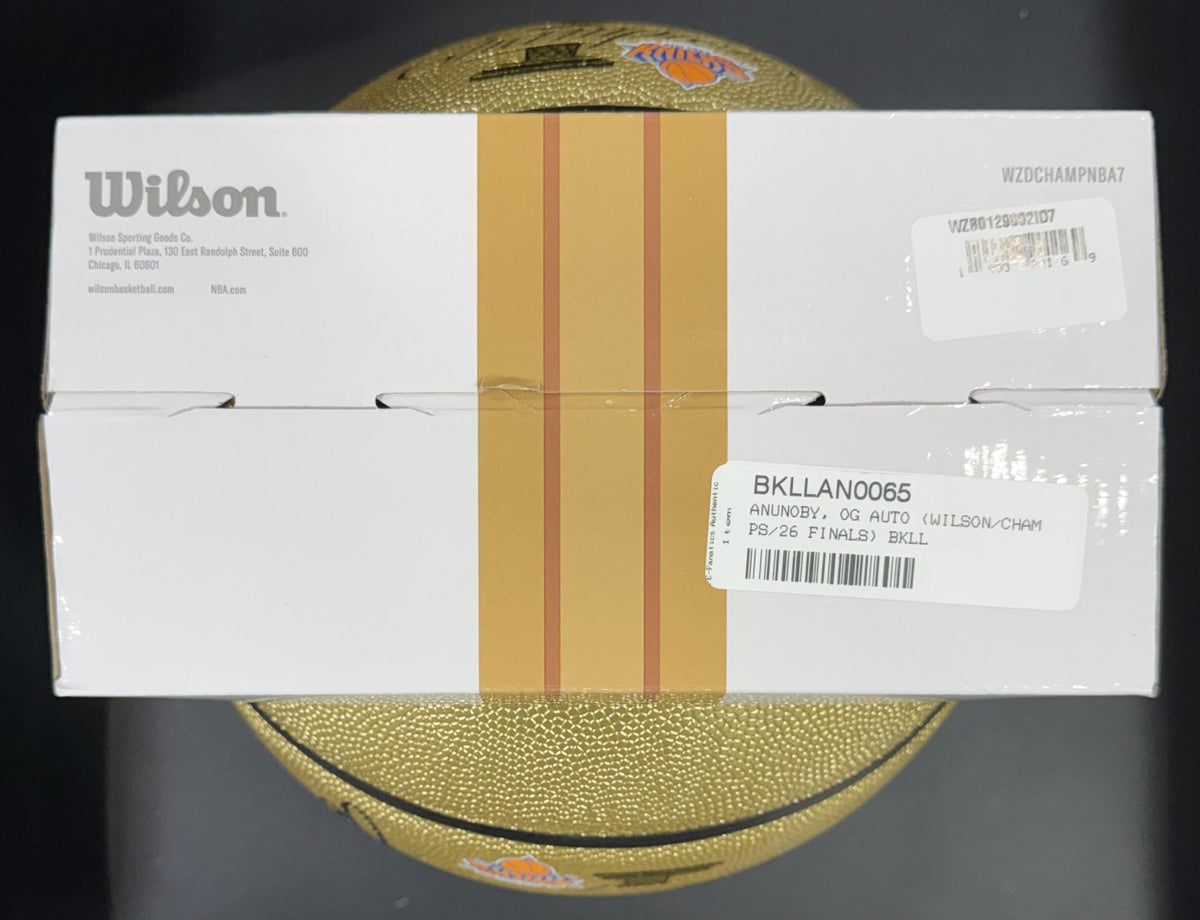 OG Anunoby Knicks Signed Wilson 2026 NBA Champions Gold Basketball Auto Fanatics