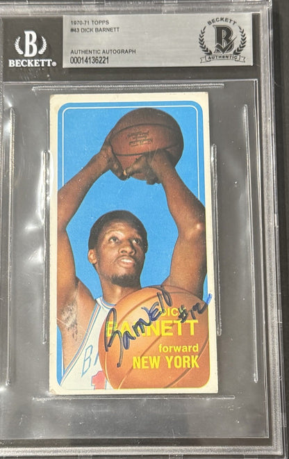 Dick Barnett 1970-71 TOPPS Card #43 Signed Hof #12 Mint Auto Bas Coa Beckett