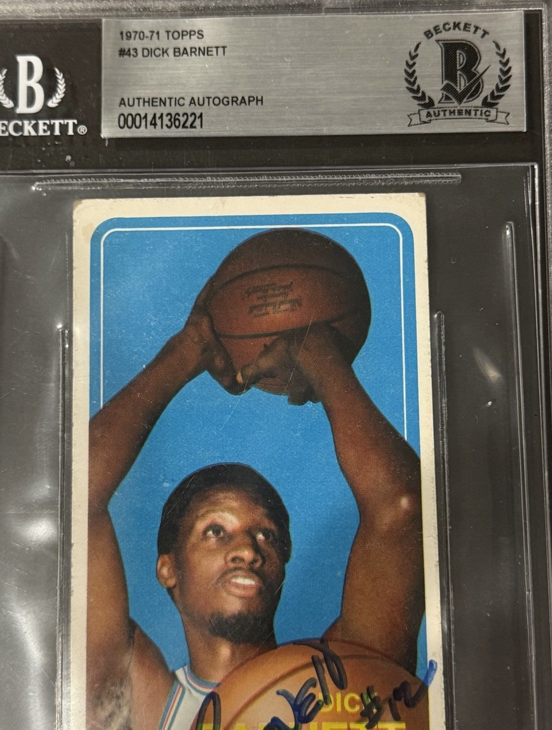 Dick Barnett 1970-71 TOPPS Card #43 Signed Hof #12 Mint Auto Bas Coa Beckett