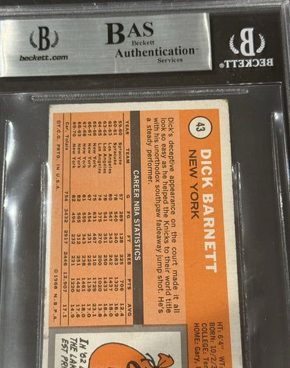Dick Barnett 1970-71 TOPPS Card #43 Signed Hof #12 Mint Auto Bas Coa Beckett