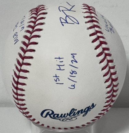 Ben Rice Signed Baseball 4 Stat Auto CX COA MLB Debut 1st Hit Uncle Ben Yankees