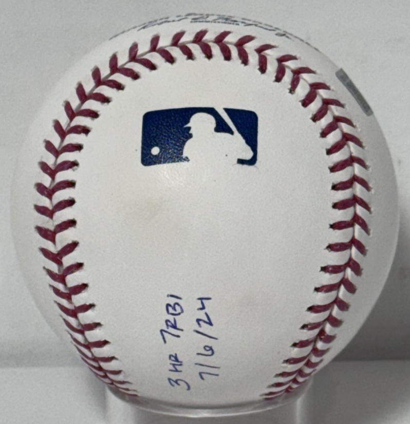 Ben Rice Signed Baseball 4 Stat Auto CX COA MLB Debut 1st Hit Uncle Ben Yankees