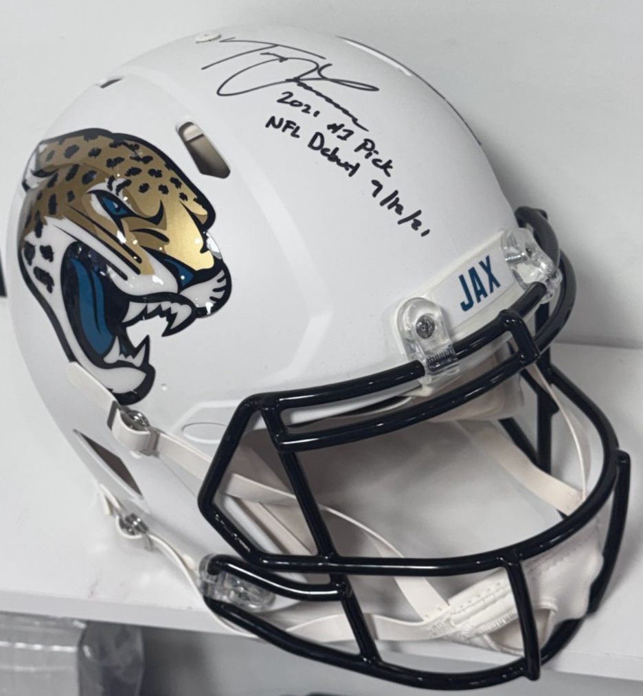Trevor Lawrence Signed Jaguars Auth Helmet LE/16 #1 Pick Debut Auto Fanatics COA