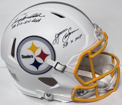 Terry Bradshaw Lynn Swann Signed Steelers Auth Helmet SB MVP Auto Fanatics COA.
