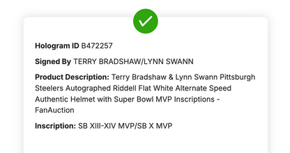 Terry Bradshaw Lynn Swann Signed Steelers Auth Helmet SB MVP Auto Fanatics COA.