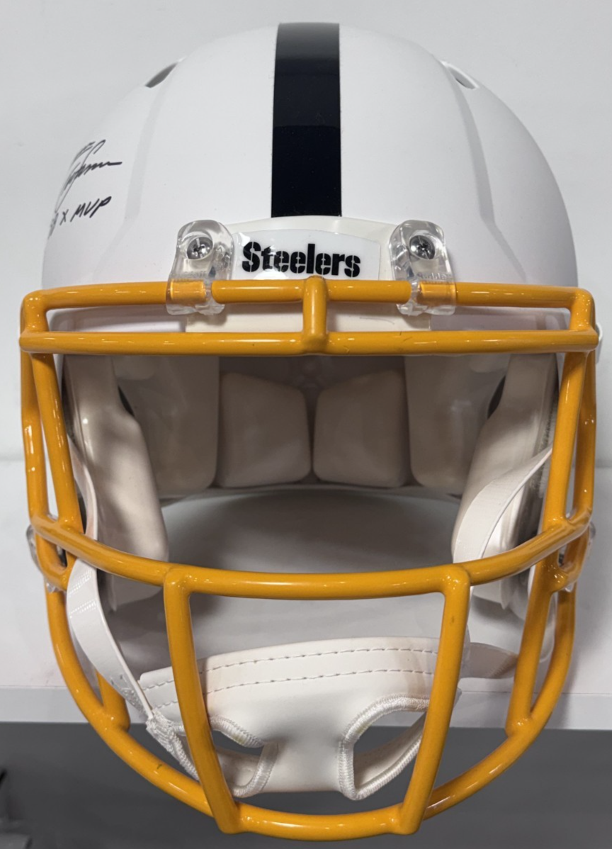 Terry Bradshaw Lynn Swann Signed Steelers Auth Helmet SB MVP Auto Fanatics COA.