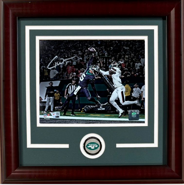 Garrett Wilson NY Jets Signed 8x10 Framed One Hand Catch Photo Auto Fanatics