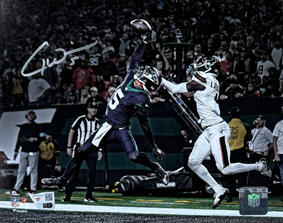 Garrett Wilson NY Jets Signed 8x10 Framed One Hand Catch Photo Auto Fanatics