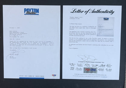 WALTER PAYTON SIGNED 8X10 Official Letter Chicago Bears HOF Auto Psa Loa