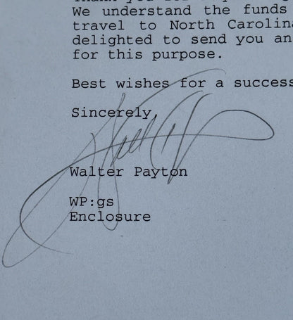 WALTER PAYTON SIGNED 8X10 Official Letter Chicago Bears HOF Auto Psa Loa