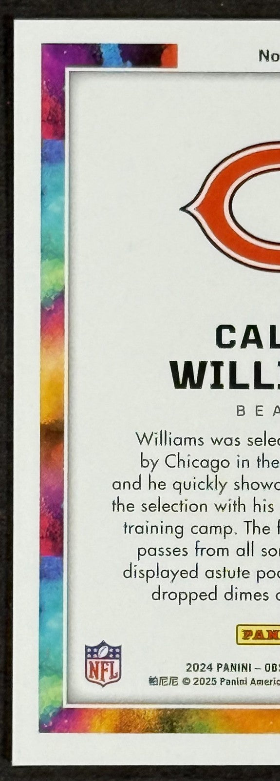 2024 Panini Obsidian Caleb Williams Black Color Blast #1 Rookie Chicago Bears NM