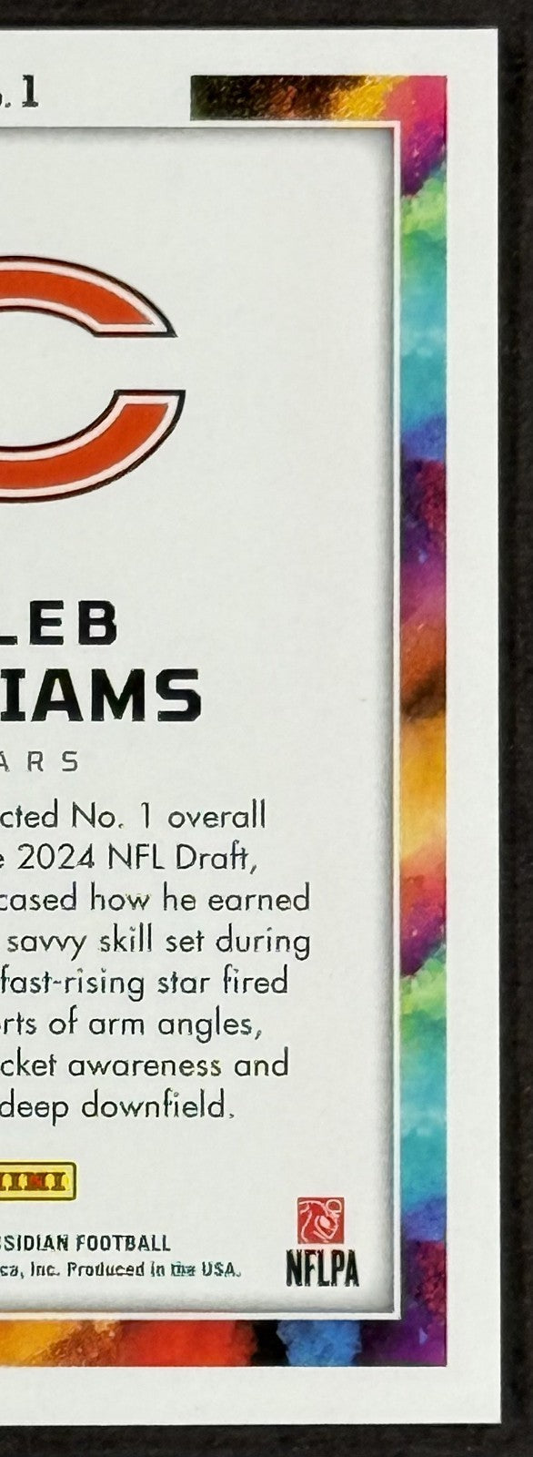 2024 Panini Obsidian Caleb Williams Black Color Blast #1 Rookie Chicago Bears NM