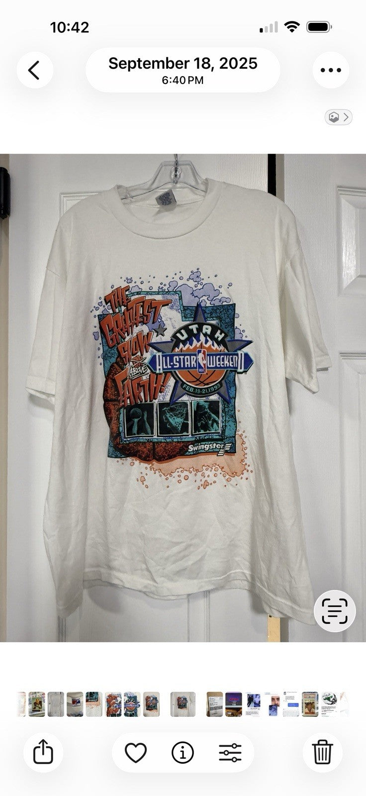1993 NBA All star Game T Shirt Swingster  Sz XL Utah NBA All star New  Deadstock