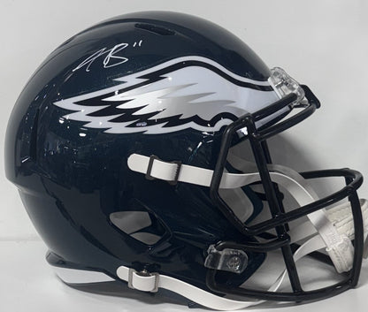 AJ Brown Signed Philadelphia Eagles Riddell Speed Replica FS Helmet Auto BAS COA
