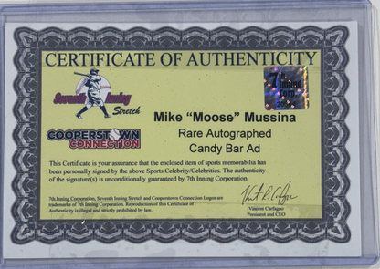 Mike Mussina Signed Candy Bar Ad Framed Moose Auto 7th Inn Corp COA Yankees HOF