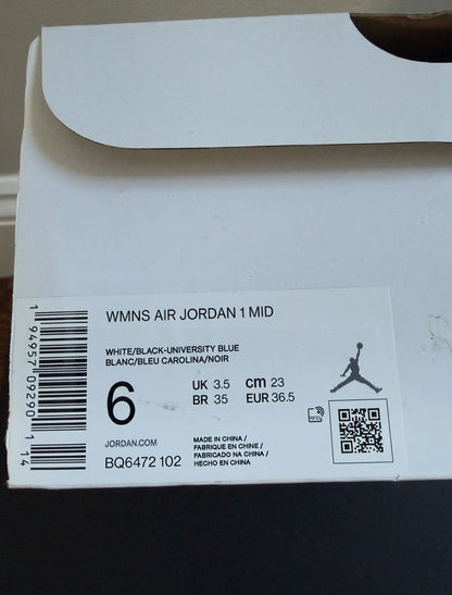 Air jordan 1 Mid University Blue Women's Size 7 Gently Worn In Box