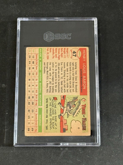 1955 Topps #47 Hank Aaron SGC 2.5 Nicer Well Centered 2nd year Card