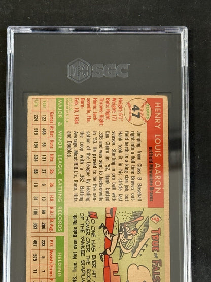 1955 Topps #47 Hank Aaron SGC 2.5 Nicer Well Centered 2nd year Card
