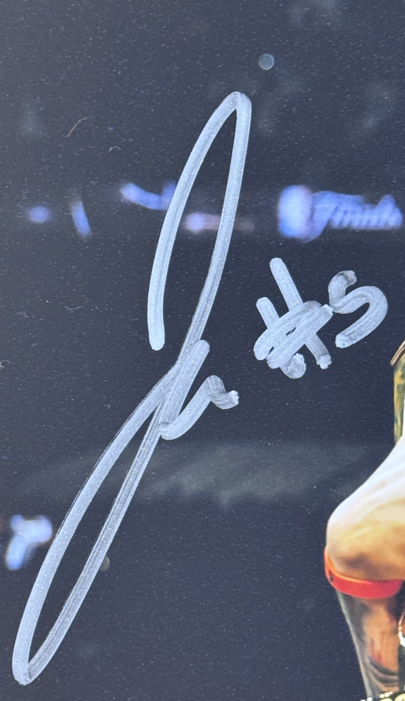Jose Alvarado Signed NY Knicks 2026 Finals Champ Photo Framed Auto Fanatics COA