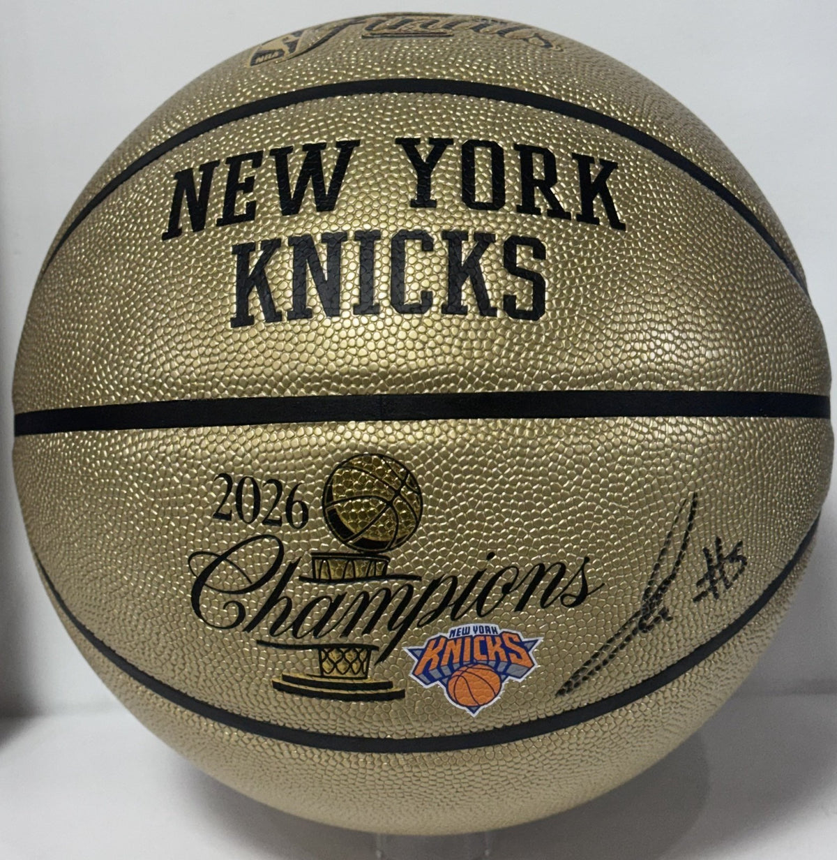 Jose Alvarado Knicks #5 Signed 2026 NBA Champions Gold Basketball Auto Fanatics