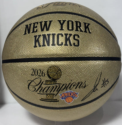 Jose Alvarado Knicks #5 Signed 2026 NBA Champions Gold Basketball Auto Fanatics