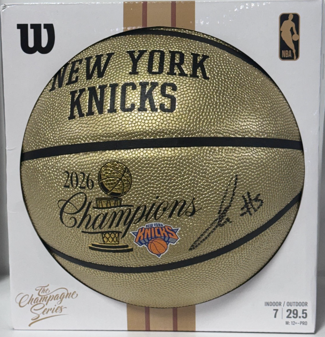 Jose Alvarado Knicks #5 Signed 2026 NBA Champions Gold Basketball Auto Fanatics