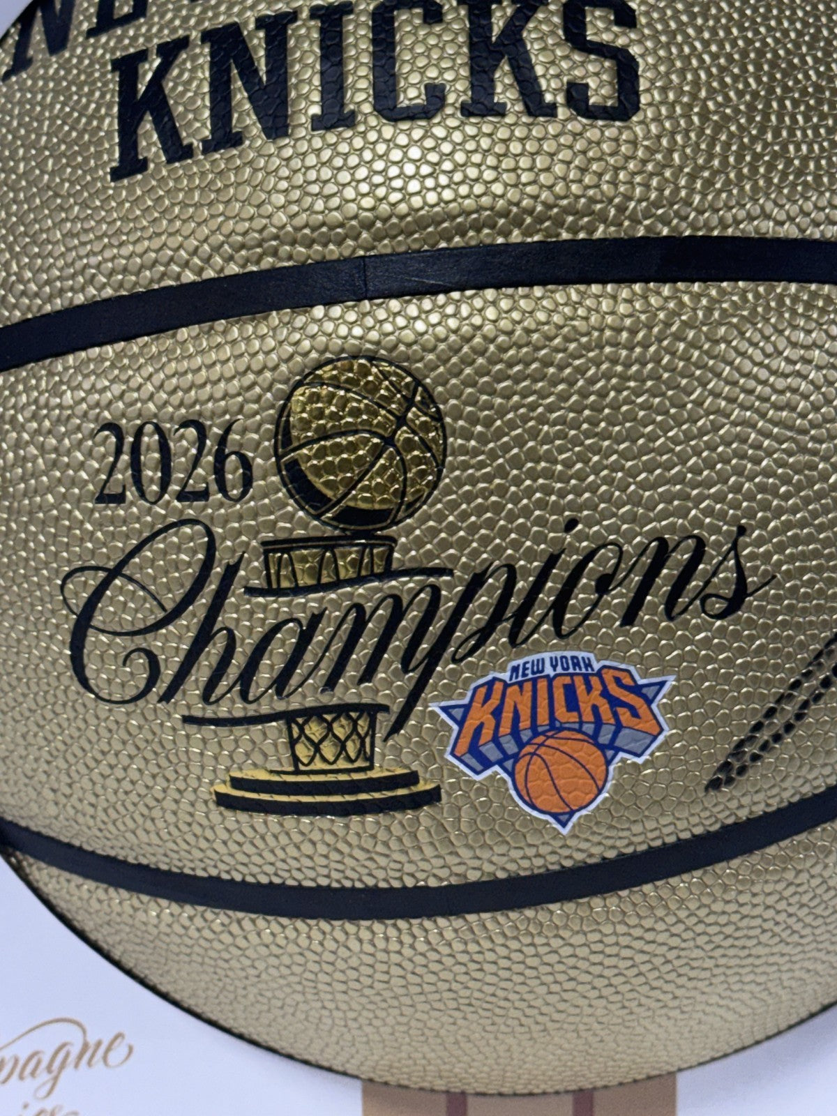 Jose Alvarado Knicks #5 Signed 2026 NBA Champions Gold Basketball Auto Fanatics