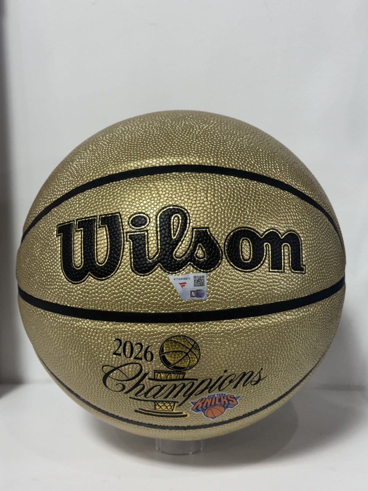 Jose Alvarado Knicks #5 Signed 2026 NBA Champions Gold Basketball Auto Fanatics
