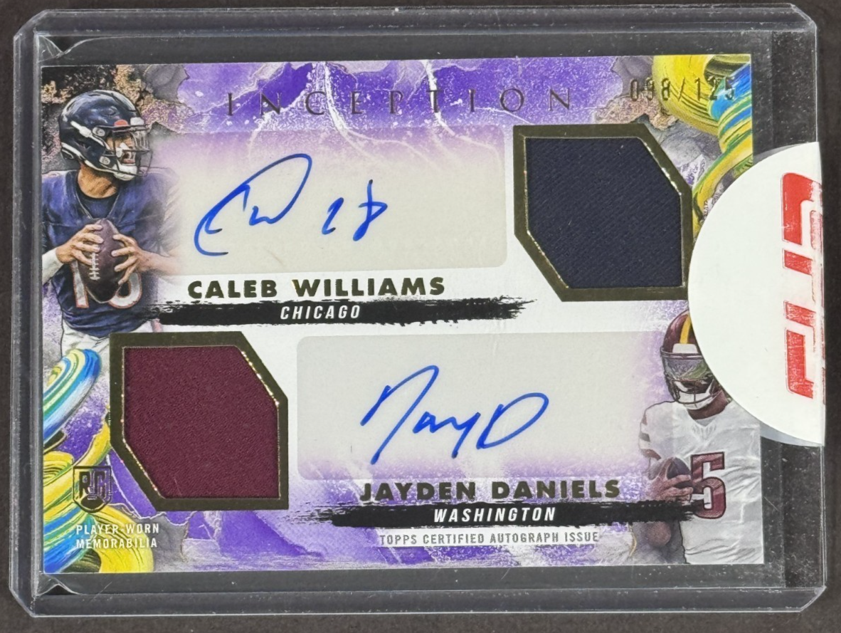 2024 Topps Inception Caleb Williams Jayden Daniels Rookie Patch Auto Purple /125