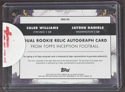 2024 Topps Inception Caleb Williams Jayden Daniels Rookie Patch Auto Purple /125