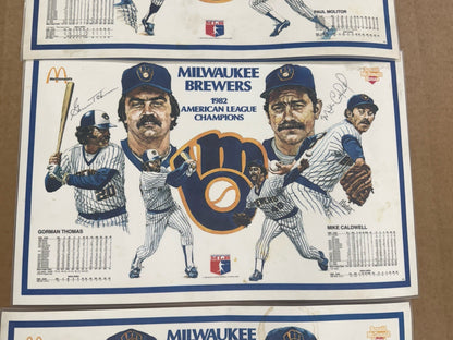 1982 MILWAUKEE BREWERS American League Place Mat Paul Molitor McDonalds 3 Mattes