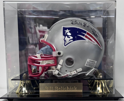 Bill Belichick Signed Patriots Riddell Mini Helmet Pats Auto JSA COA W/Case