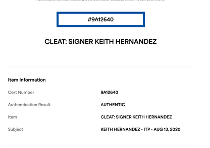 Keith Hernandez Ny Mets Signed Adidas Cleat Auto PSA ITP COA W/Case 1986 Ws