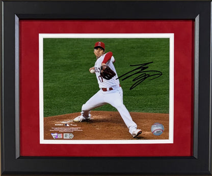 Shohei Ohtani Signed 8x10 Photo Framed Suede MVP LA Angels Auto MLB Fanatics COA