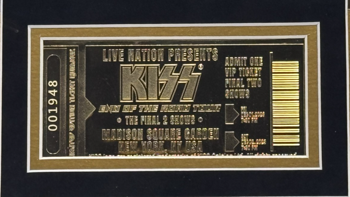 KISS Signed Poster Framed W/ LE 24K Gold Final Show Ticket Auto JSA LOA
